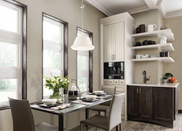 Glass wallpaper in the kitchen