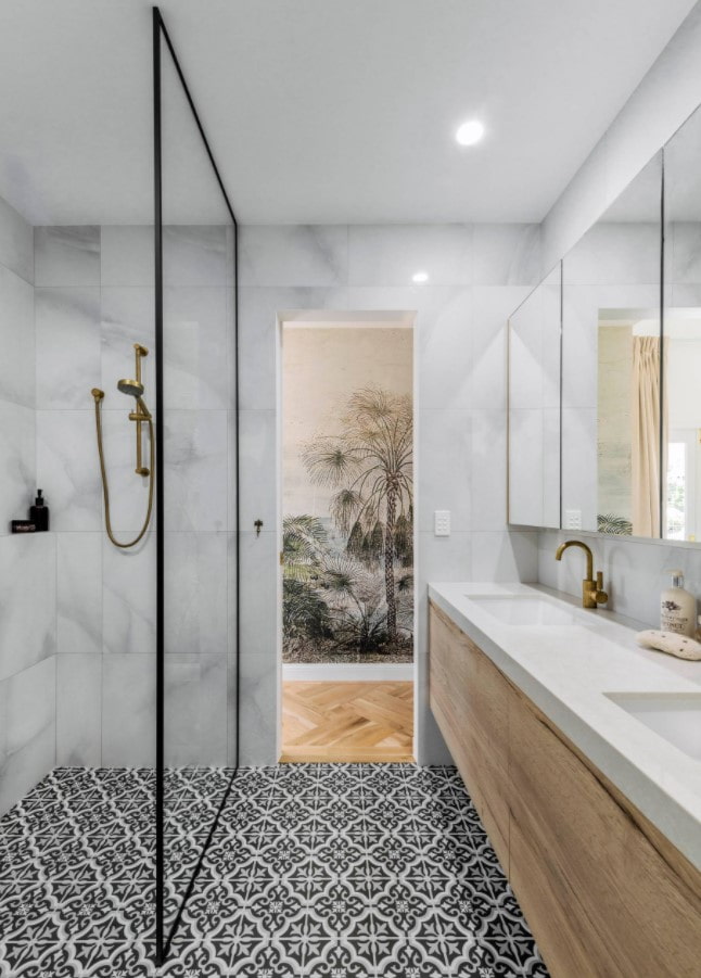 glass partition in the shower