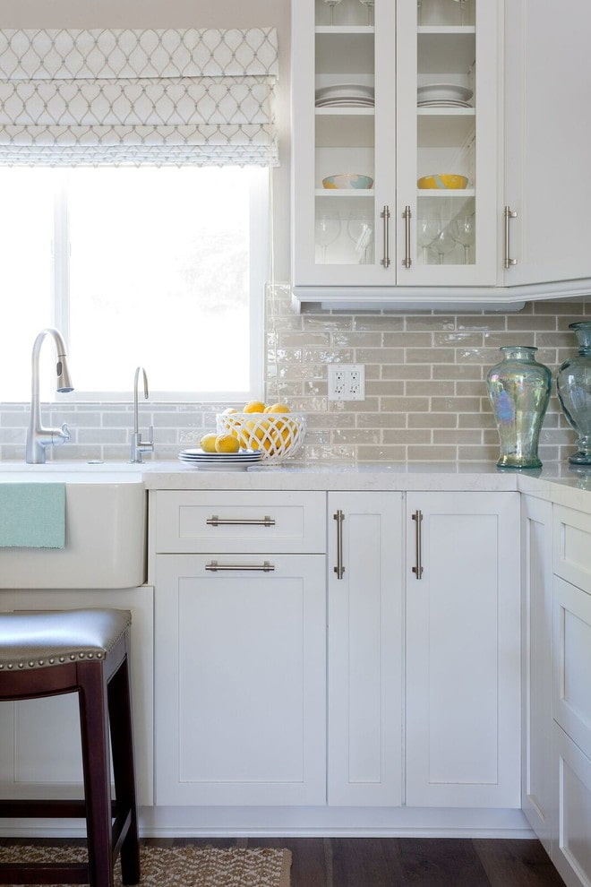 Beige tiles in the kitchen