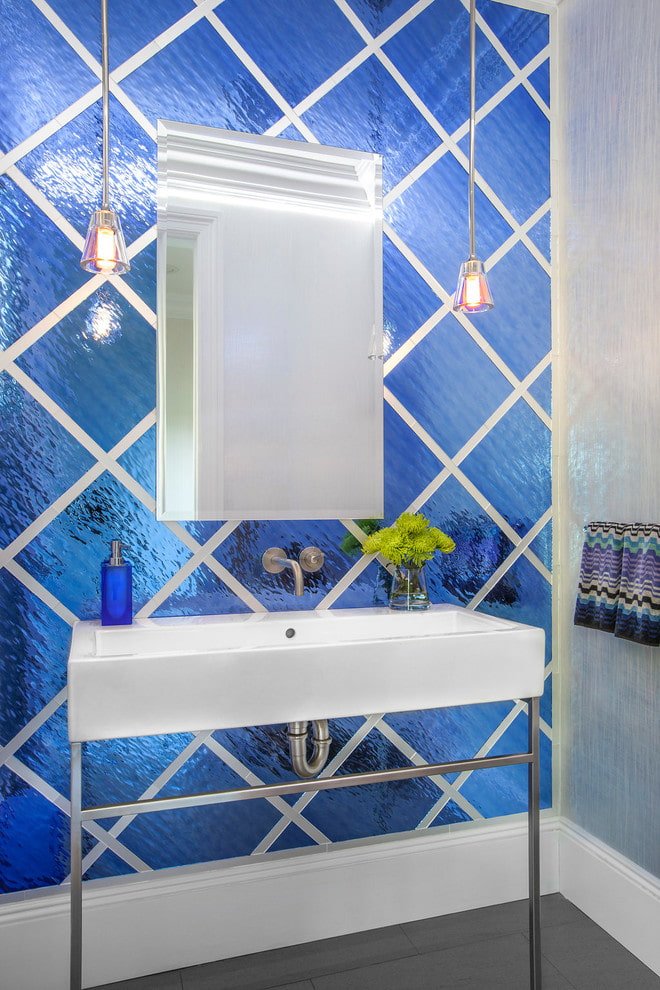 wall lined with glass tiles
