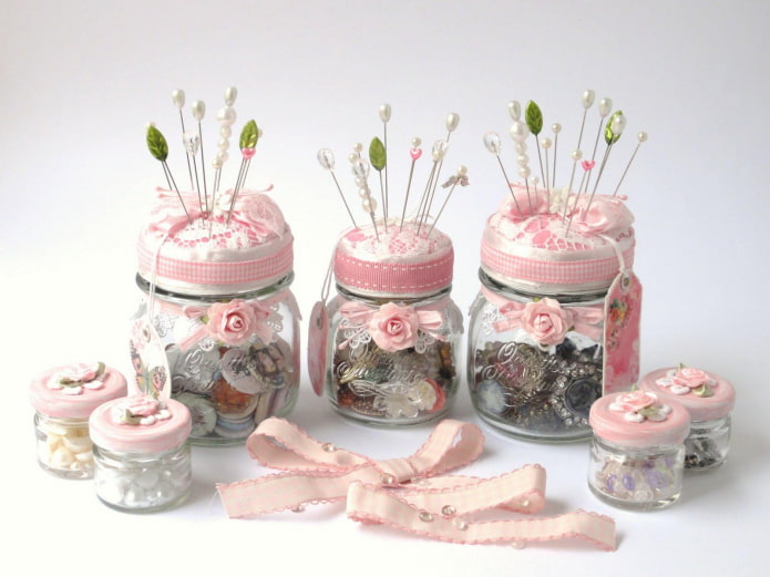 storing sewing supplies in jars
