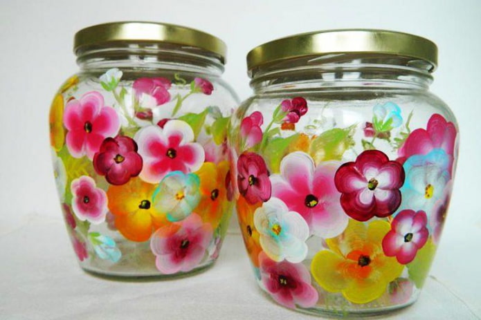 flowers on jars