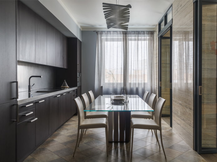 large table in the kitchen