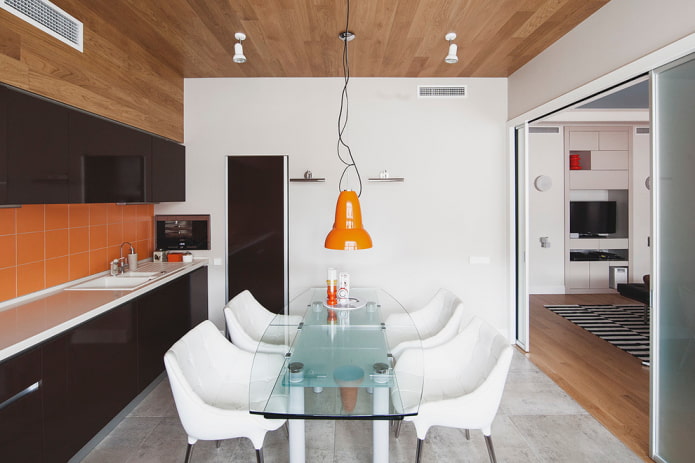 glass table with soft chairs