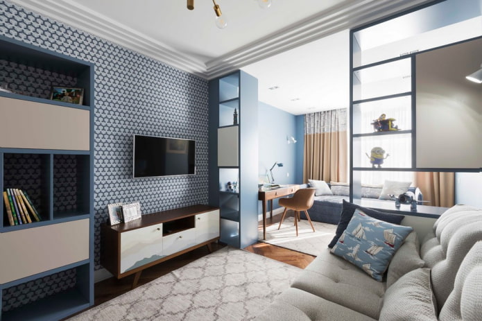 zonal allocation of the nursery in the living room interior