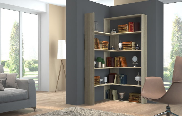 corner shelving unit in the interior