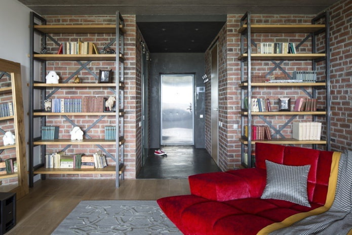 rack structure in the interior in the loft style