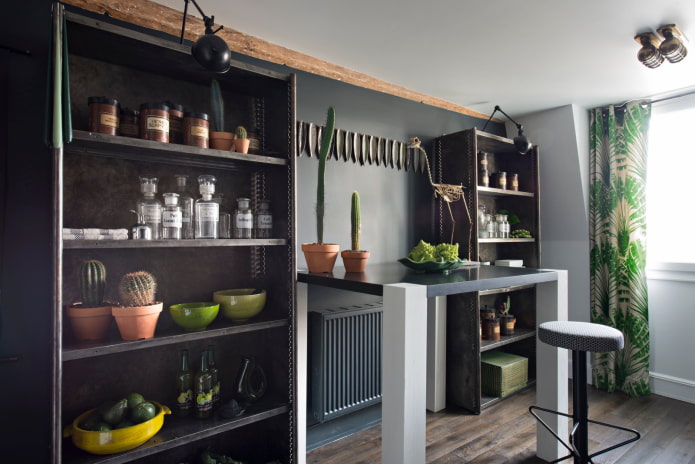 rack structure in the kitchen interior