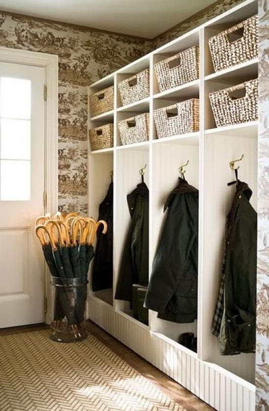 rack structure in the interior of the hallway