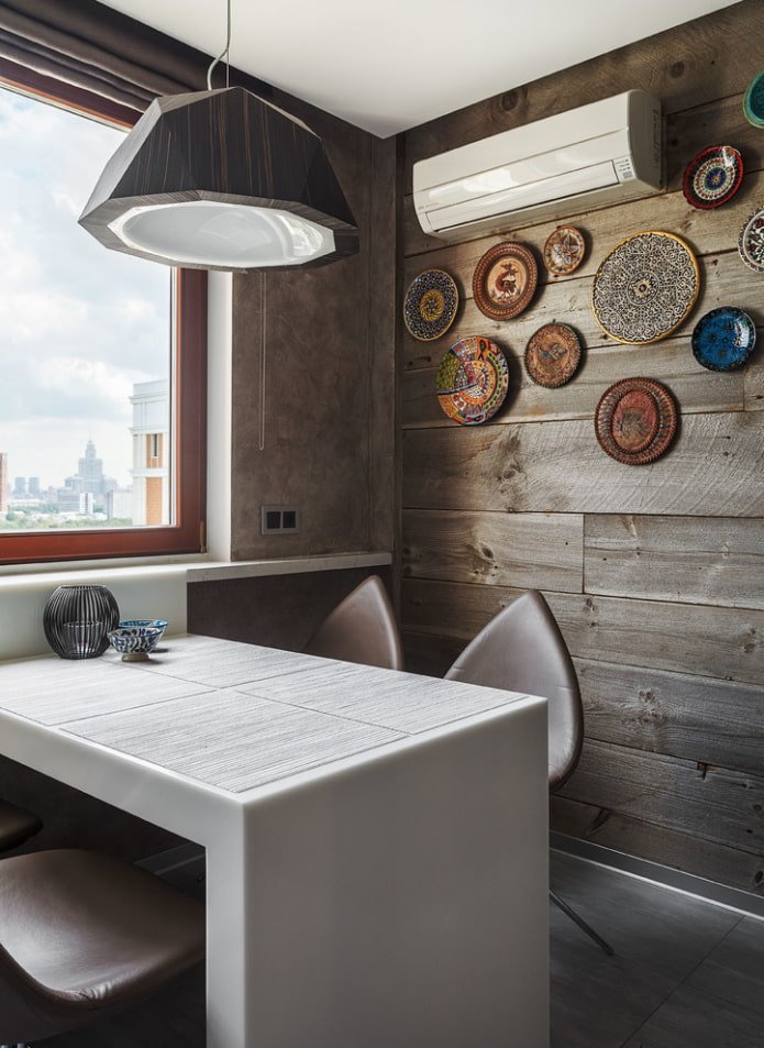 Plates on a wooden wall