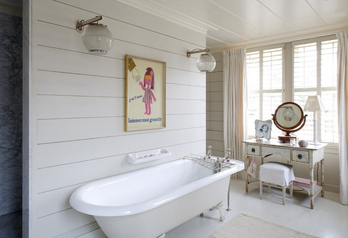 PVC panels on the walls in the bathroom interior