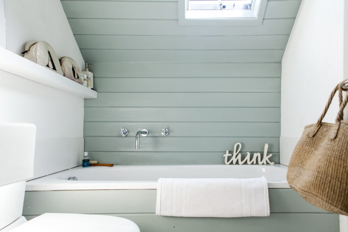 PVC panels on the wall in the bathroom interior