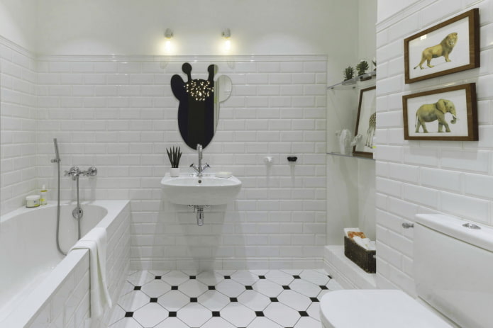 white walls in the bathroom interior