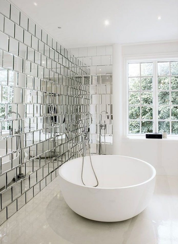 mirror wall in the bathroom interior
