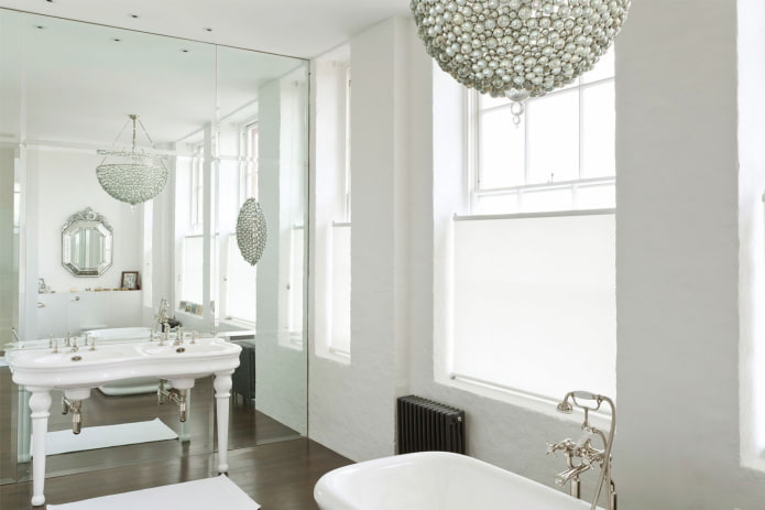 mirror wall in the bathroom interior