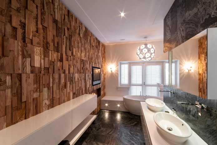 3D wall in the bathroom interior