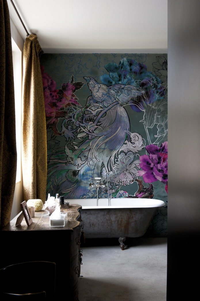 painted walls in the bathroom interior