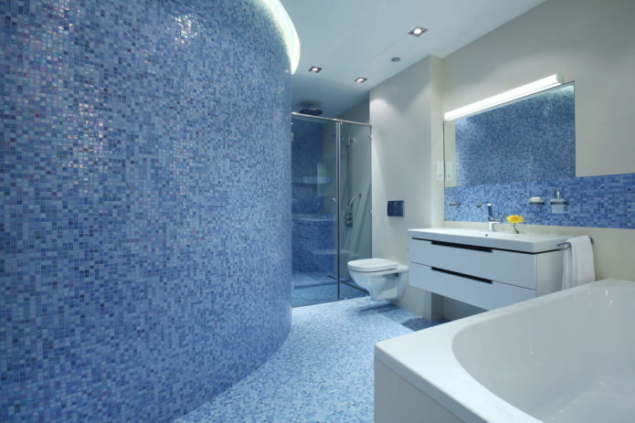 semicircular wall in the bathroom interior