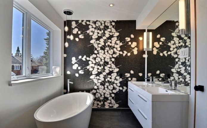 Accent wall design in the bathroom interior
