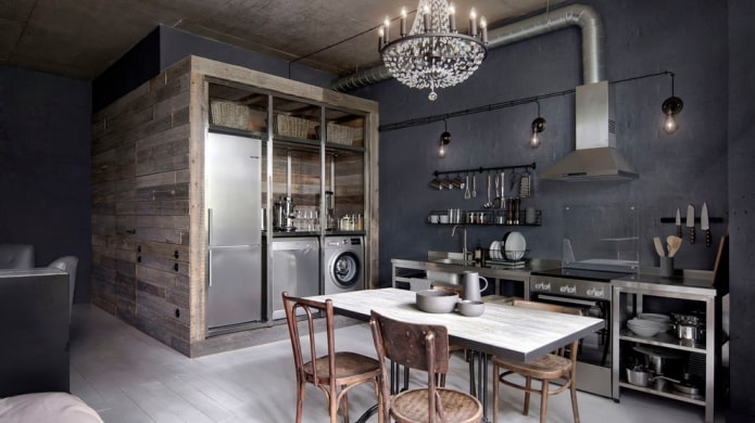 loft style walls in the kitchen