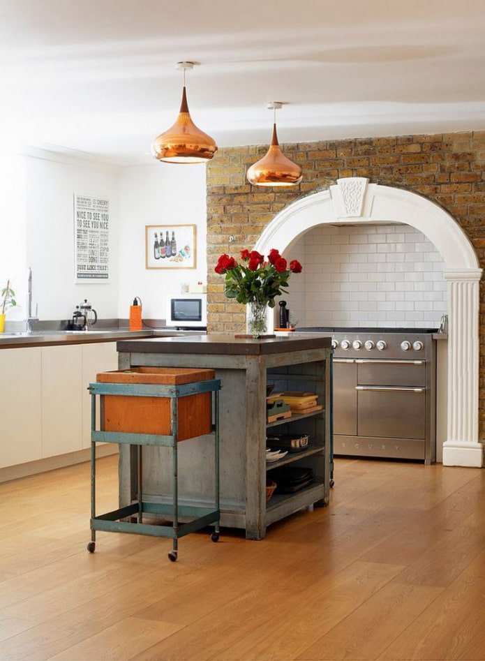 stove in a niche in the kitchen