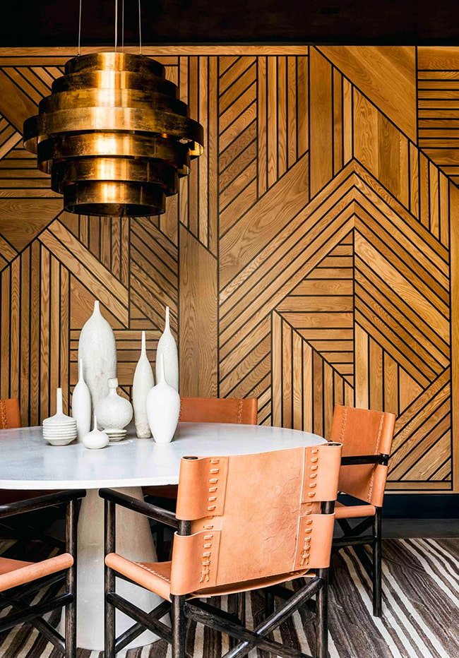 dining area with wood decor