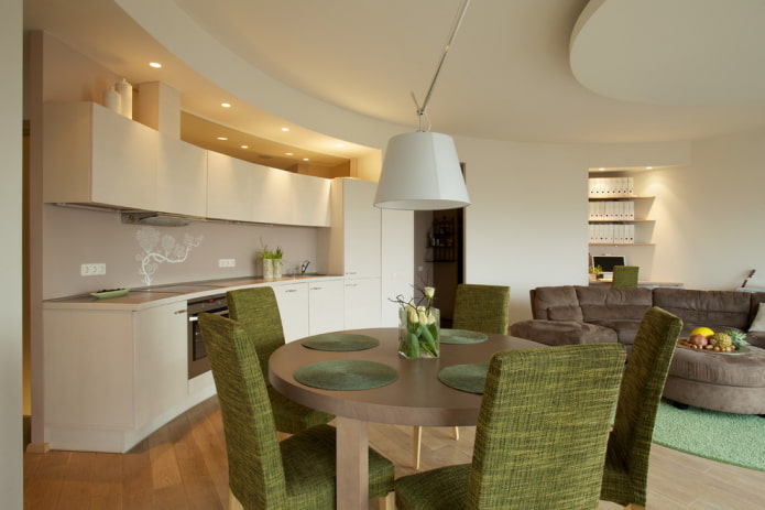 rounded wall in the kitchen