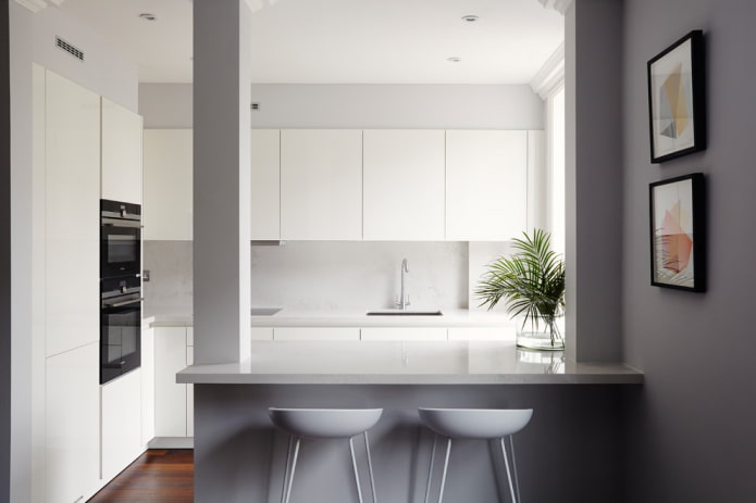 white and gray walls in a minimalist interior