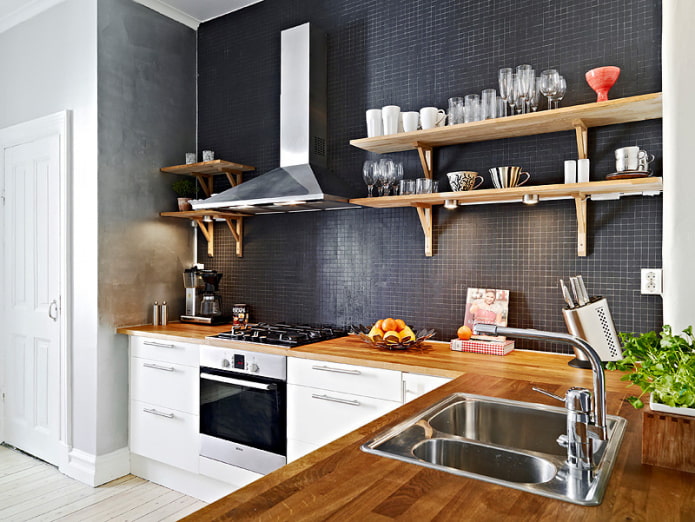working wall with shelves