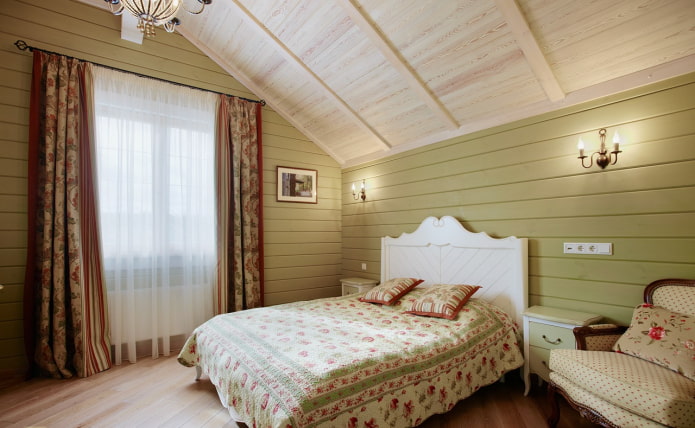 light green painted paneling in a bedroom