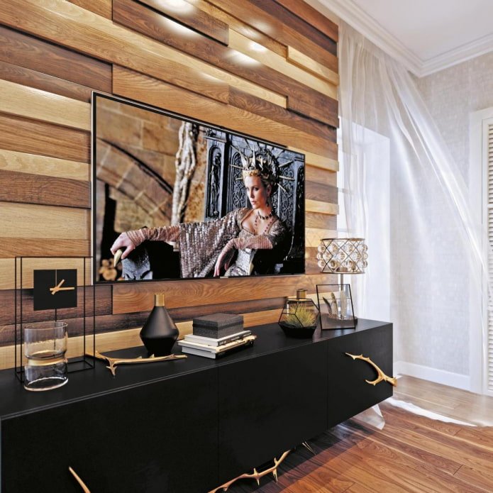 3D MDF panels imitation of timber in the interior