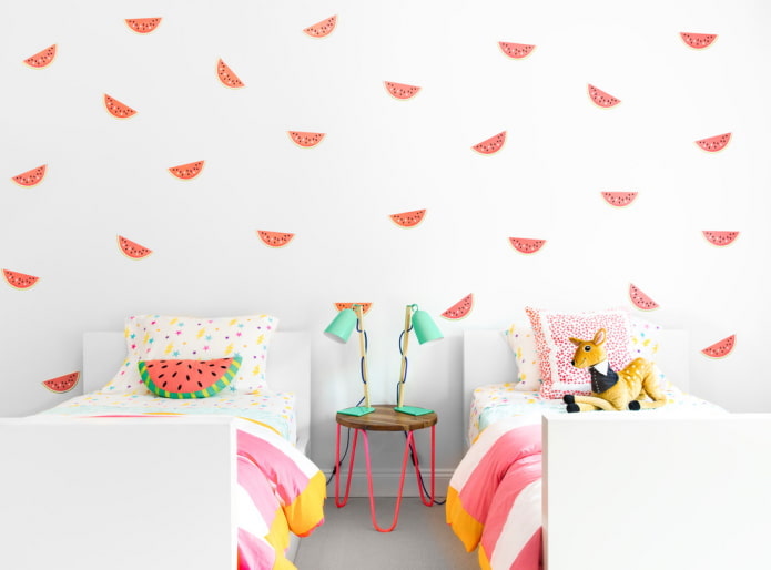 wallpaper on the wall in the interior of the nursery