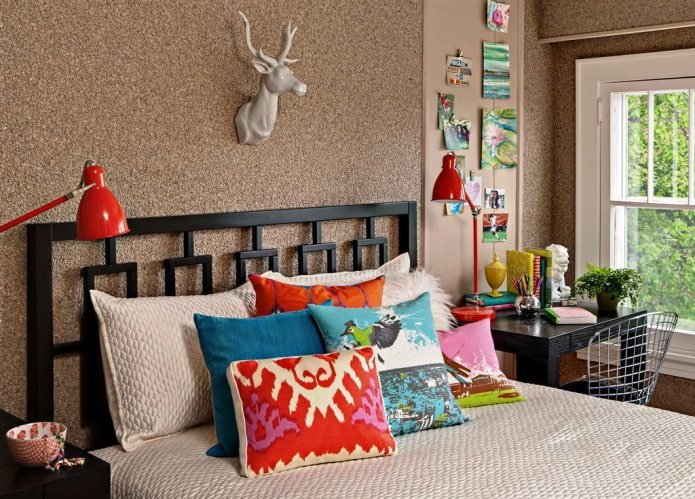 cork wall in the interior of the children's room