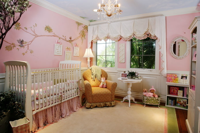 pink walls in a child's room