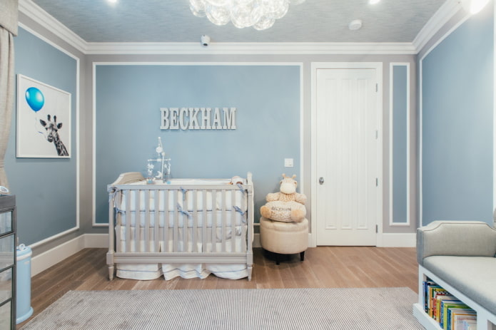 blue walls in the child's room
