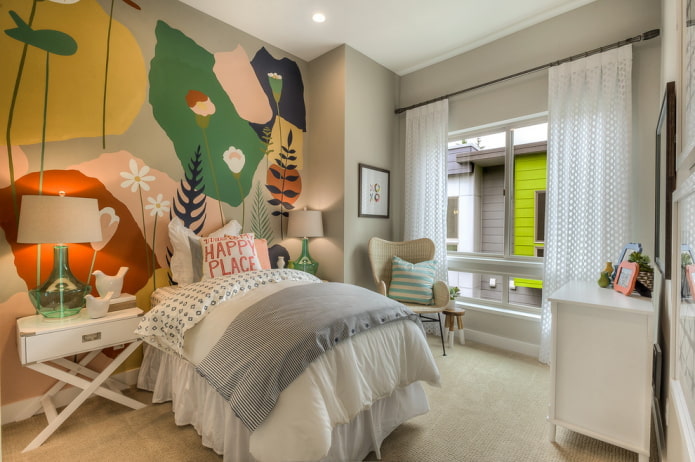 accent wall in the interior of the children's room
