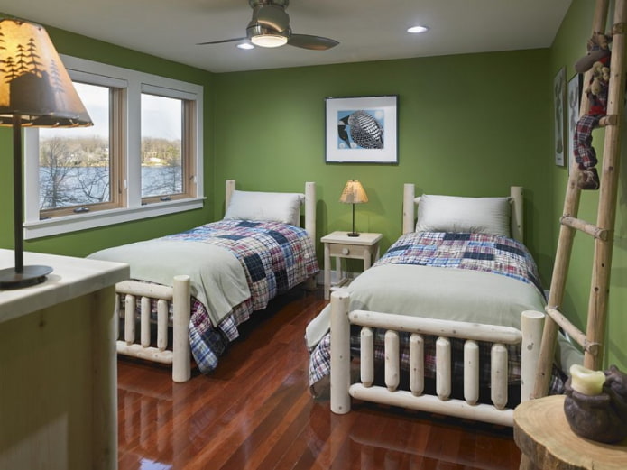green walls in the nursery interior