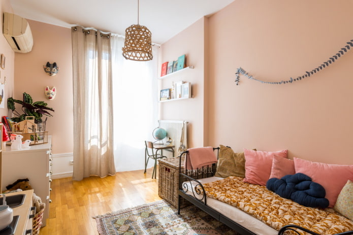 painted walls in the interior of the child's room