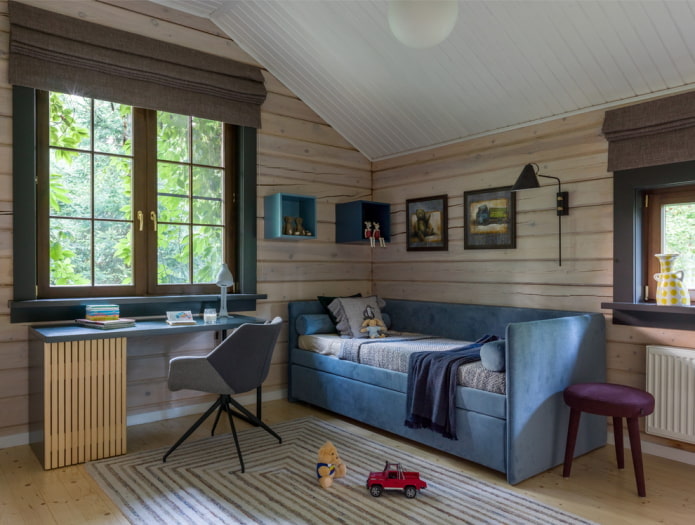 wooden wall covering in a children's room