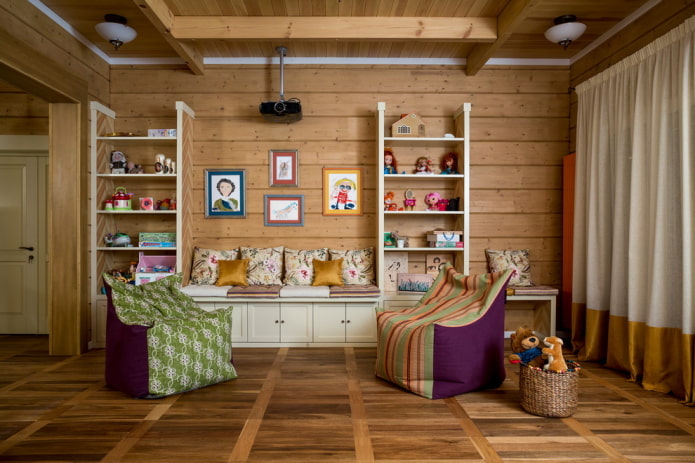 wooden wall covering in a children's room