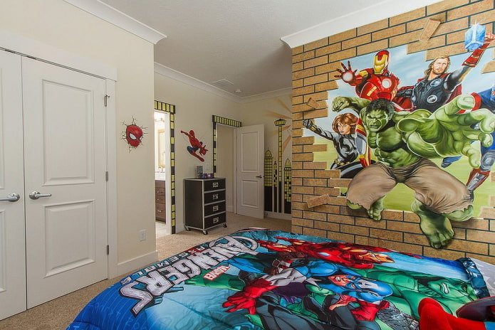 design of walls in a boy's nursery