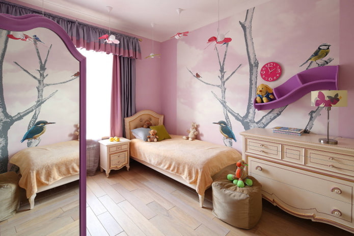 wall design in a girl's room