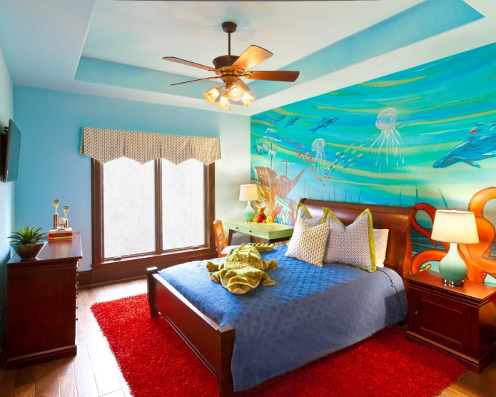 design of walls in a boy's nursery