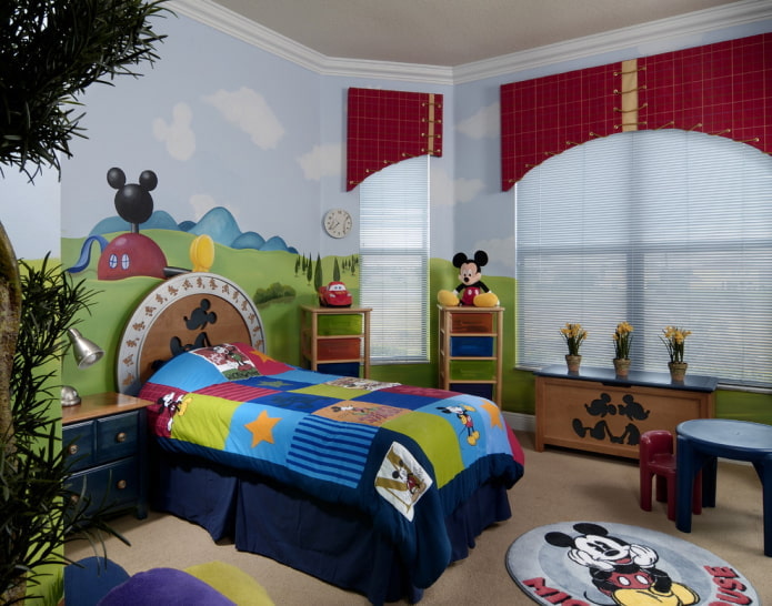 design of walls in a boy's nursery
