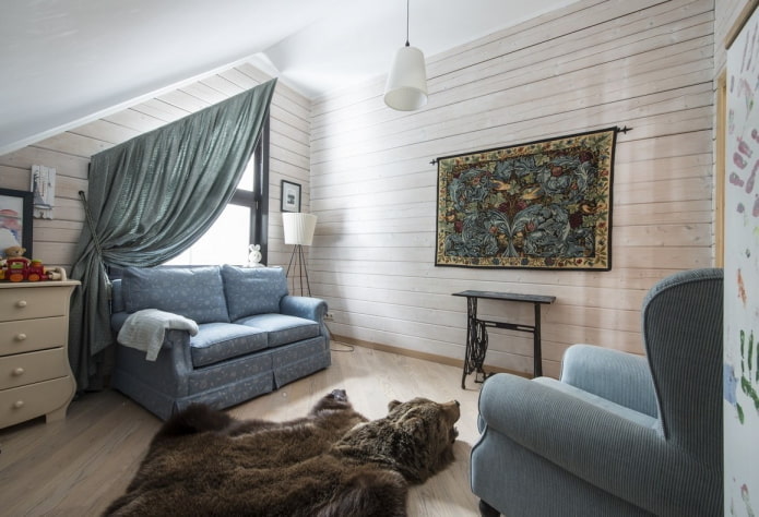 carpet on the wall in the interior of the nursery