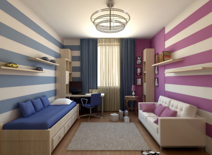 wall design in a room for children of different sexes