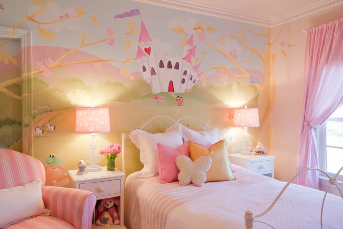 wall design in a girl's room