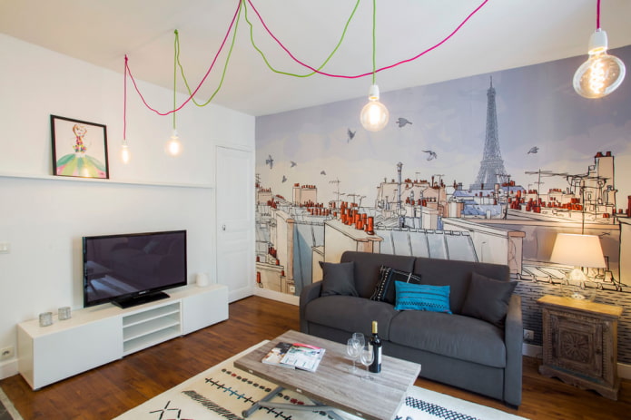 accent wall with photo wallpaper