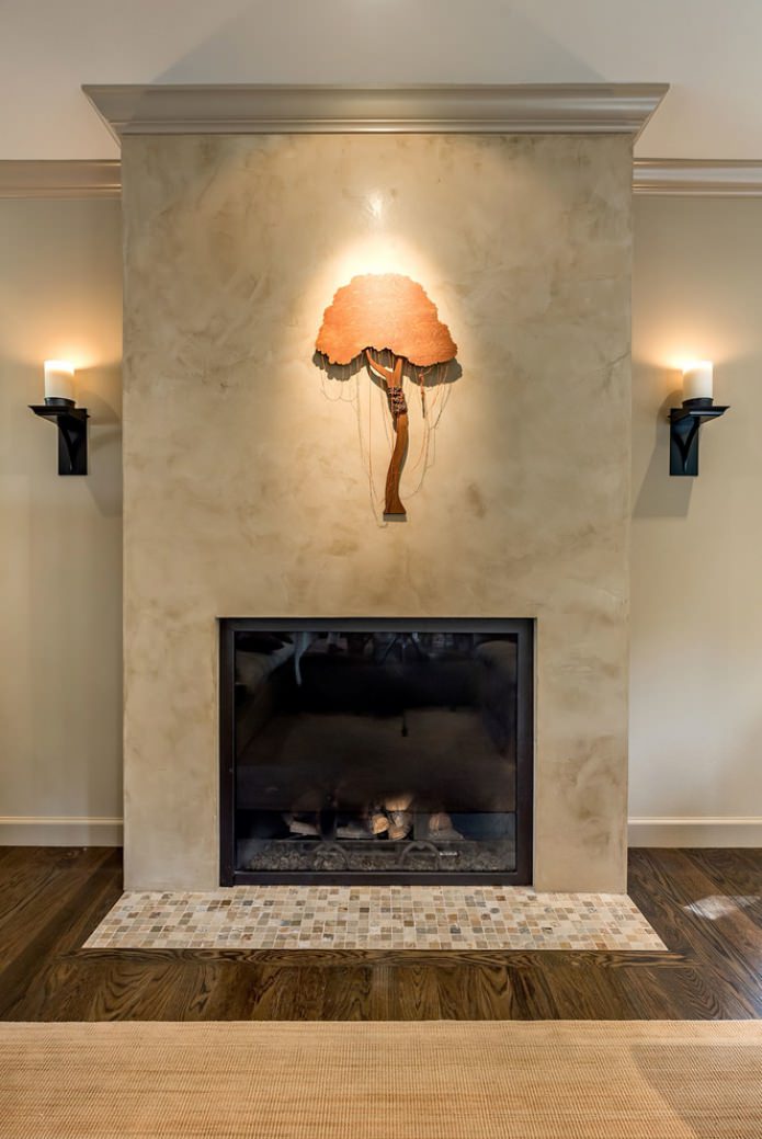 Fireplace finishing with plaster