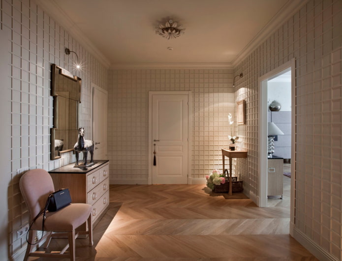tiles on the walls in the interior of the hallway
